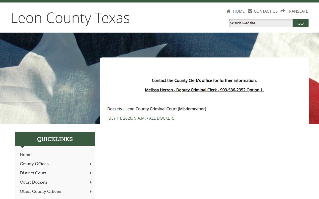 Leon County court records after arrest misdemeanor criminal docket notice and Melissa Herren contact